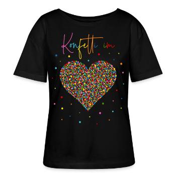 Konfetti im Herzen - Stanley/Stella Relaxed Rundhals Frauen Bio-T-Shirt SERENA - Schwarz - Vorne - Anna (173cm)