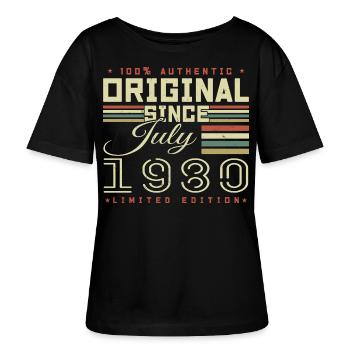Juli 1980 Jubiläum Juli 1980 Juli 1980 - Stanley/Stella Relaxed Rundhals Frauen Bio-T-Shirt SERENA - Schwarz - Vorne - Anna (173cm)
