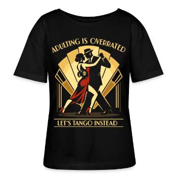 Tango Argentino Ballroom Dance Gift - Stanley/Stella SERENA Relaxed Women’s Organic Round Neck T-shirt - black - Front - Anna (173cm)