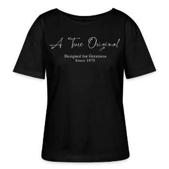 Ein wahres Original seit 1975 Geburtstag Jahrgang - Stanley/Stella Relaxed Rundhals Frauen Bio-T-Shirt SERENA - Schwarz - Vorne - Anna (173cm)
