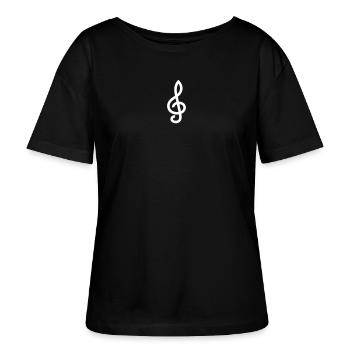 Notenschlüssel - Stanley/Stella Relaxed Rundhals Frauen Bio-T-Shirt SERENA - Schwarz - Vorne - Anna (173cm)