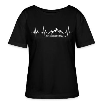 Alpenüberquerung E5 - Stanley/Stella Relaxed Rundhals Frauen Bio-T-Shirt SERENA - Schwarz - Vorne - Anna (173cm)