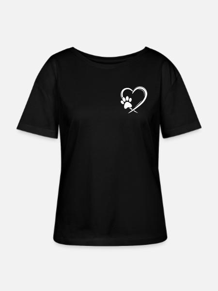 Herz Pfote - Stanley/Stella Relaxed Rundhals Frauen Bio-T-Shirt SERENA - Schwarz