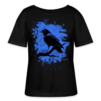 Crow bleached blue - Stanley/Stella Relaxed Rundhals Frauen Bio-T-Shirt SERENA - Schwarz - Vorne - Anna (173cm)