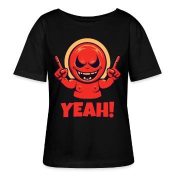 Pointant du doigt en l’air, le gars rouge dit oui - T-shirt bio à col rond SERENA Stanley/Stella Femme - noir - Devant - Anna (173cm)