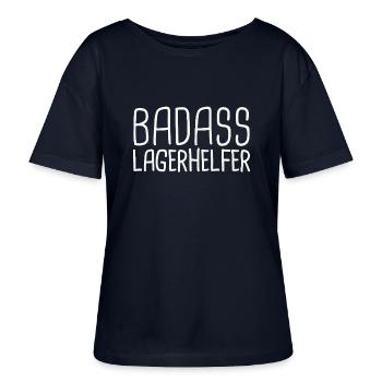 Camp Helper Badass - Stanley/Stella SERENA Relaxed Women’s Organic Round Neck T-shirt - navy - Front - Anna (173cm)