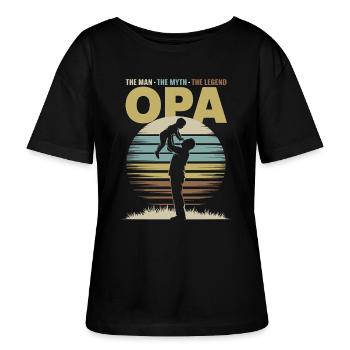 The man the Myth the Legend - Opa - Stanley/Stella Relaxed Rundhals Frauen Bio-T-Shirt SERENA - Schwarz - Vorne - Anna (173cm)