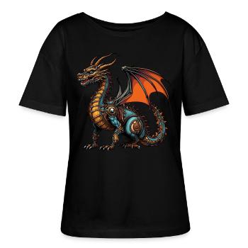 Drache - Stanley/Stella Relaxed Rundhals Frauen Bio-T-Shirt SERENA - Schwarz - Vorne - Anna (173cm)