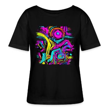 Neon Party UV Elektro House Style - Stanley/Stella Relaxed Rundhals Frauen Bio-T-Shirt SERENA - Schwarz - Vorne - Anna (173cm)