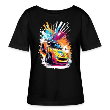 Voiture de drift rétro - Vivid Racing Splash Art - T-shirt bio à col rond SERENA Stanley/Stella Femme - noir - Devant - Anna (173cm)