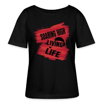 Soaring High Living Life – Paragliding Design - Stanley/Stella Relaxed Rundhals Frauen Bio-T-Shirt SERENA - Schwarz - Vorne - Anna (173cm)