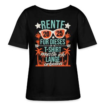 Rente 2025 Rentner Ruhestand Pension Abschied - Stanley/Stella Relaxed Rundhals Frauen Bio-T-Shirt SERENA - Schwarz - Vorne - Anna (173cm)
