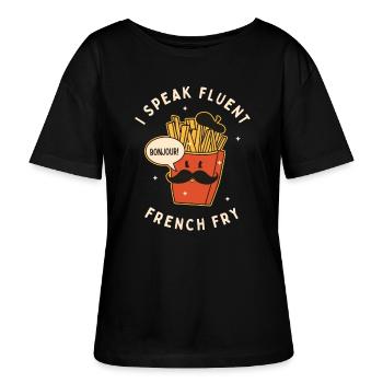 I Speak Fluent French Fry - Stanley/Stella SERENA Relaxed Women’s Organic Round Neck T-shirt - black - Front - Anna (173cm)