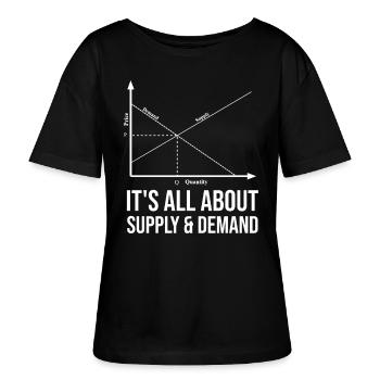 Es Geht Um Angebot Und Nachfrage - Stanley/Stella Relaxed Rundhals Frauen Bio-T-Shirt SERENA - Schwarz - Vorne - Anna (173cm)