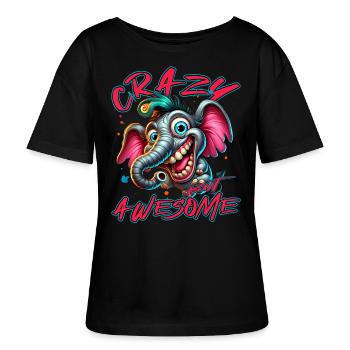 Crazy but Awesome Elefant Comic Stil - Stanley/Stella Relaxed Rundhals Frauen Bio-T-Shirt SERENA - Schwarz - Vorne - Anna (173cm)