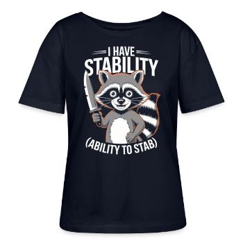 Humour sarcastique du raton laveur - T-shirt bio à col rond SERENA Stanley/Stella Femme - marine - Devant - Anna (173cm)