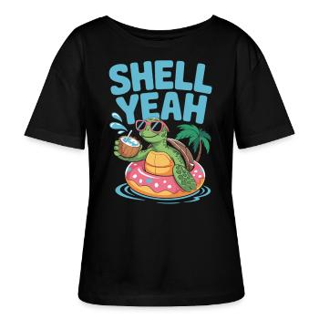 Sommer mit Stil – Turtle Time - Stanley/Stella Relaxed Rundhals Frauen Bio-T-Shirt SERENA - Schwarz - Vorne - Anna (173cm)