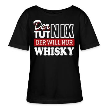 Der tut nix der will nur Whisky - Spruch - Stanley/Stella Relaxed Rundhals Frauen Bio-T-Shirt SERENA - Schwarz - Vorne - Anna (173cm)