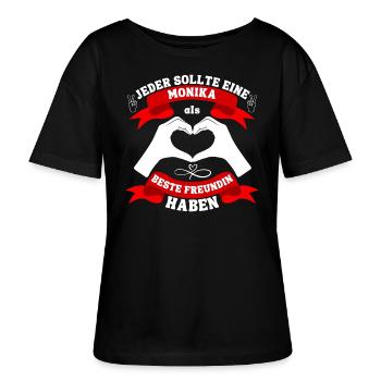 Beste Freundin Monika - Stanley/Stella Relaxed Rundhals Frauen Bio-T-Shirt SERENA - Schwarz - Vorne - Anna (173cm)