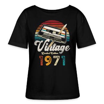 Vintage 1971 Geburtstag Kassette Bleistift - Stanley/Stella Relaxed Rundhals Frauen Bio-T-Shirt SERENA - Schwarz - Vorne - Anna (173cm)