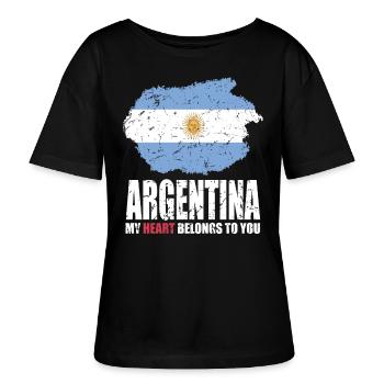 ARGENTINA flag - Stanley/Stella Relaxed SERENA økologisk T-shirt til damer med rund hals - sort - Foran - Anna (173cm)
