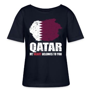 Qatar Flag - Stanley/Stella SERENA Relaxed Women’s Organic Round Neck T-shirt - navy - Front - Anna (173cm)