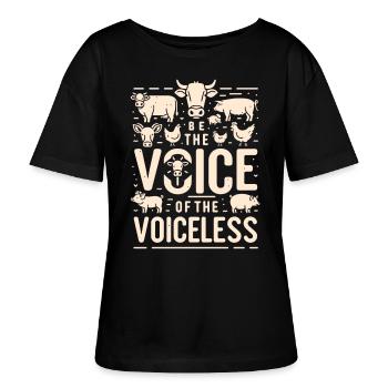 Droits des animaux Vegan Soyez la voix des sans-voix - T-shirt bio à col rond SERENA Stanley/Stella Femme - noir - Devant - Anna (173cm)