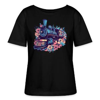 Blumen Zug Magie - Stanley/Stella Relaxed Rundhals Frauen Bio-T-Shirt SERENA - Schwarz - Vorne - Anna (173cm)