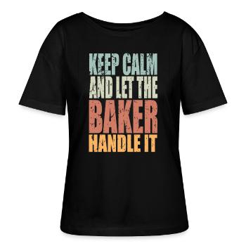 Keep Calm Bäcker Spruch Bäcker Geschenk - Stanley/Stella Relaxed Rundhals Frauen Bio-T-Shirt SERENA - Schwarz - Vorne - Anna (173cm)