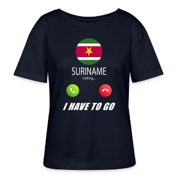 Suriname calls lusiger flags saying - Stanley/Stella SERENA Relaxed Women’s Organic Round Neck T-shirt - navy - Front - Anna (173cm)