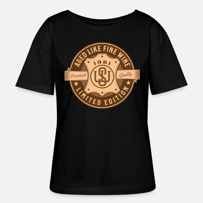 Aged Like Fine Wine 1981 Geburtstag Geschenkidee - Stanley/Stella Relaxed Rundhals Frauen Bio-T-Shirt SERENA - Schwarz