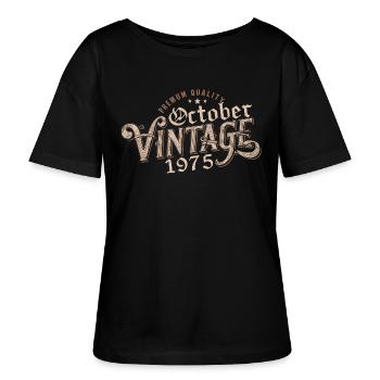 Octobre Cadeau D'anniversaire | Né en Octobre 1975 - T-shirt bio à col rond SERENA Stanley/Stella Femme - noir - Devant - Anna (173cm)