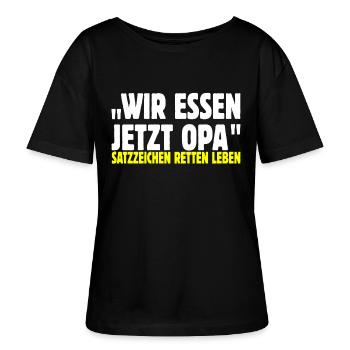 Wir essen jetzt opa - Stanley/Stella Relaxed Rundhals Frauen Bio-T-Shirt SERENA - Schwarz - Vorne - Anna (173cm)