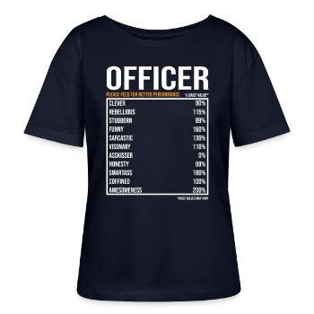 Offizier tageswerte Lustiger Offizier - Stanley/Stella Relaxed Rundhals Frauen Bio-T-Shirt SERENA - Navy - Vorne - Anna (173cm)