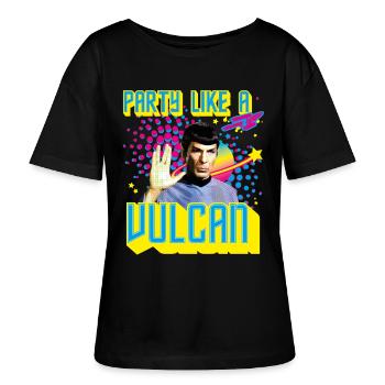 Star Trek Geburtstags-Design Party Like A Vulcan - Stanley/Stella Relaxed Rundhals Frauen Bio-T-Shirt SERENA - Schwarz - Vorne - Anna (173cm)