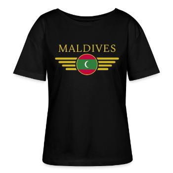 Ich liebe Malediven, Eleganz Stil Design T-Shirt - Stanley/Stella Relaxed Rundhals Frauen Bio-T-Shirt SERENA - Schwarz - Vorne - Anna (173cm)