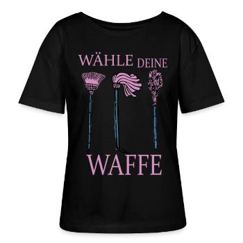 Lustige Besen - Stanley/Stella Relaxed Rundhals Frauen Bio-T-Shirt SERENA - Schwarz - Vorne - Anna (173cm)