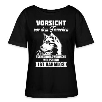 Tschechoslowakischer Wolfshund - Stanley/Stella Relaxed Rundhals Frauen Bio-T-Shirt SERENA - Schwarz - Vorne - Anna (173cm)