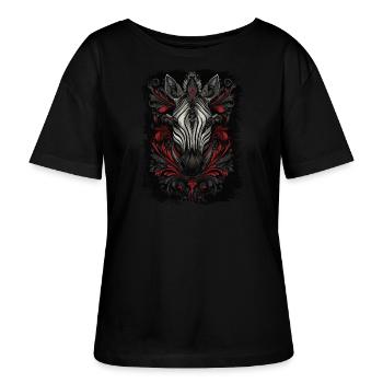 Zebra - Stanley/Stella Relaxed Rundhals Frauen Bio-T-Shirt SERENA - Schwarz - Vorne - Anna (173cm)
