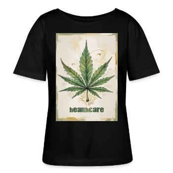 Cannabis Healthcare - Marijuana Leaf 1 - Stanley/Stella SERENA Relaxed Women’s Organic Round Neck T-shirt - black - Front - Anna (173cm)