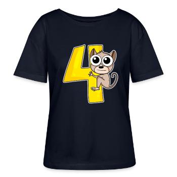 4 Jahre - Tarsier Koboldmaki - 4. Geburtstag - Stanley/Stella Relaxed Rundhals Frauen Bio-T-Shirt SERENA - Navy - Vorne - Anna (173cm)