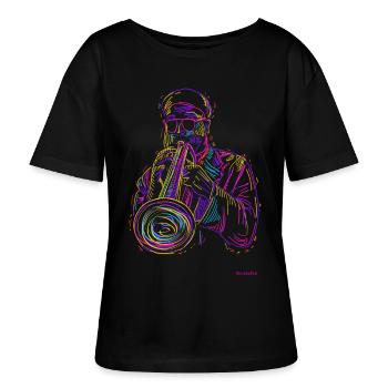 Trompette jazz - T-shirt bio à col rond SERENA Stanley/Stella Femme - noir - Devant - Anna (173cm)
