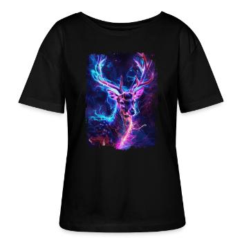 Roe deer - Stanley/Stella SERENA Relaxed Women’s Organic Round Neck T-shirt - black - Front - Anna (173cm)