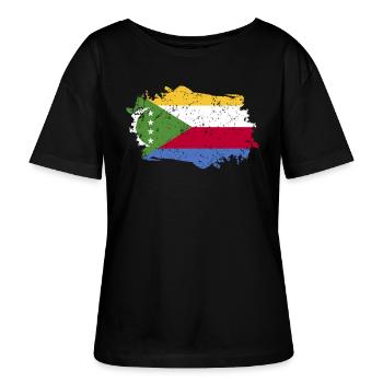 Comoros Flag Grunge Comoros Flag - Stanley/Stella SERENA Relaxed Women’s Organic Round Neck T-shirt - black - Front - Anna (173cm)