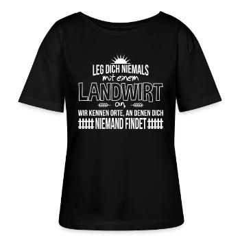 Leg dich niemals mit einem Landwirt an, wir kennen - Stanley/Stella Relaxed Rundhals Frauen Bio-T-Shirt SERENA - Schwarz - Vorne - Anna (173cm)