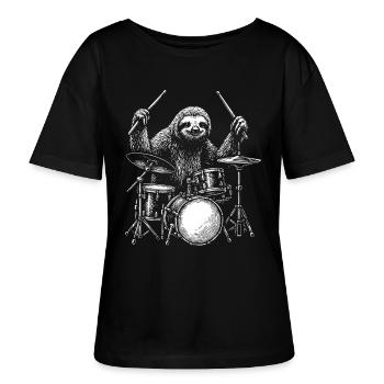 Drummer Luiaard Dier Drum Set Muzikant Percussie - Stanley/Stella Relaxed vrouwen bio-T-shirt met ronde hals SERENA - zwart - Voor - Anna (173cm)