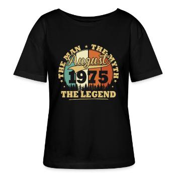 Vintage August 1975 Geburtstagsgeschenk 50 Jahre - Stanley/Stella Relaxed Rundhals Frauen Bio-T-Shirt SERENA - Schwarz - Vorne - Anna (173cm)