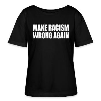make racism wrong again - Stanley/Stella Relaxed Rundhals Frauen Bio-T-Shirt SERENA - Schwarz - Vorne - Anna (173cm)
