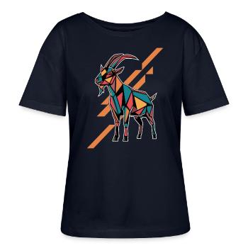 Geometric Farm Animal Graphic Colorful - Stanley/Stella SERENA Relaxed Women’s Organic Round Neck T-shirt - navy - Front - Anna (173cm)