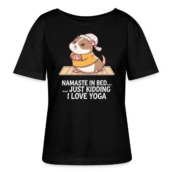 Hamster Yoga Namaste au lit... Je plaisante, je - T-shirt bio à col rond SERENA Stanley/Stella Femme - noir - Devant - Anna (173cm)